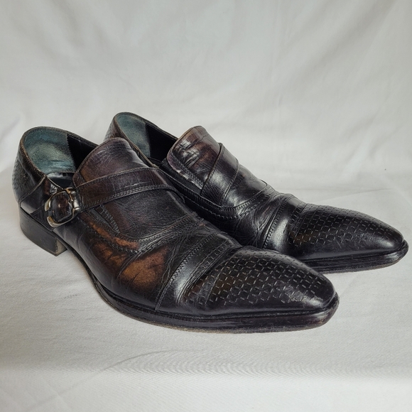 Jo Ghost Distressed Italian Leather Black Slip On Loafers Shoes Size 40 READ - Picture 2 of 12